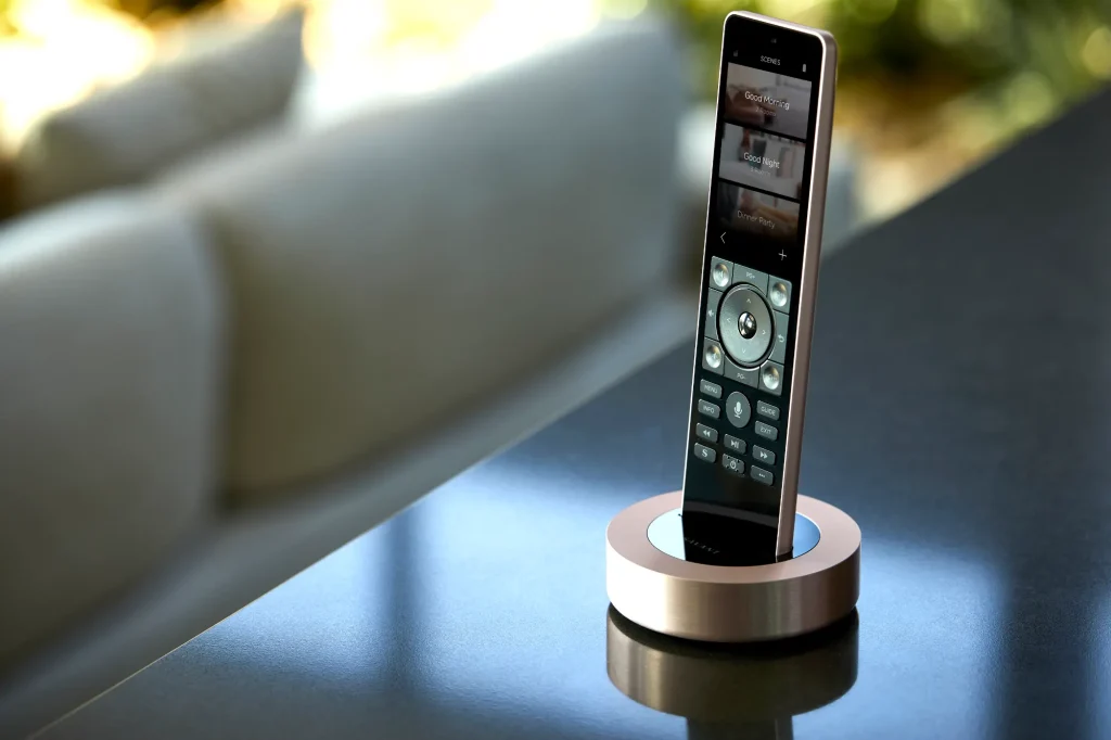 Savant Pro Remote X2 handheld remote showing one-touch scenes